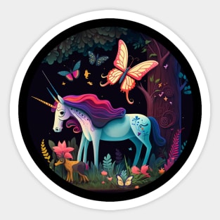 The Unicorn & Butterfly Fantasy Art Sticker